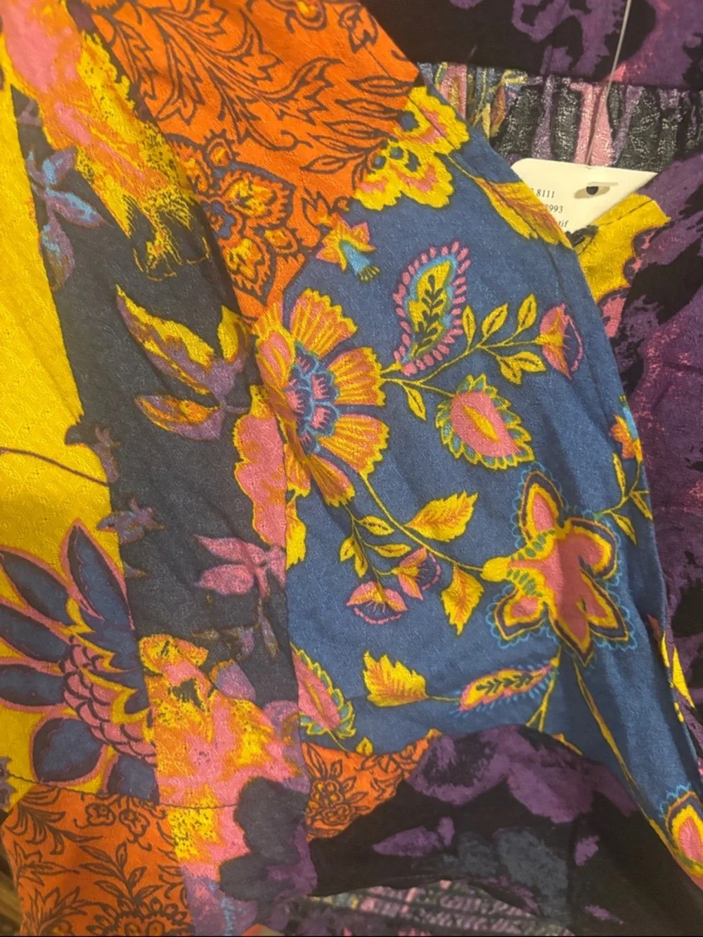Free People Multicolor Floral Tie-Front Crop Top in Yellow, Purple, Blue - Picture 4 of 5